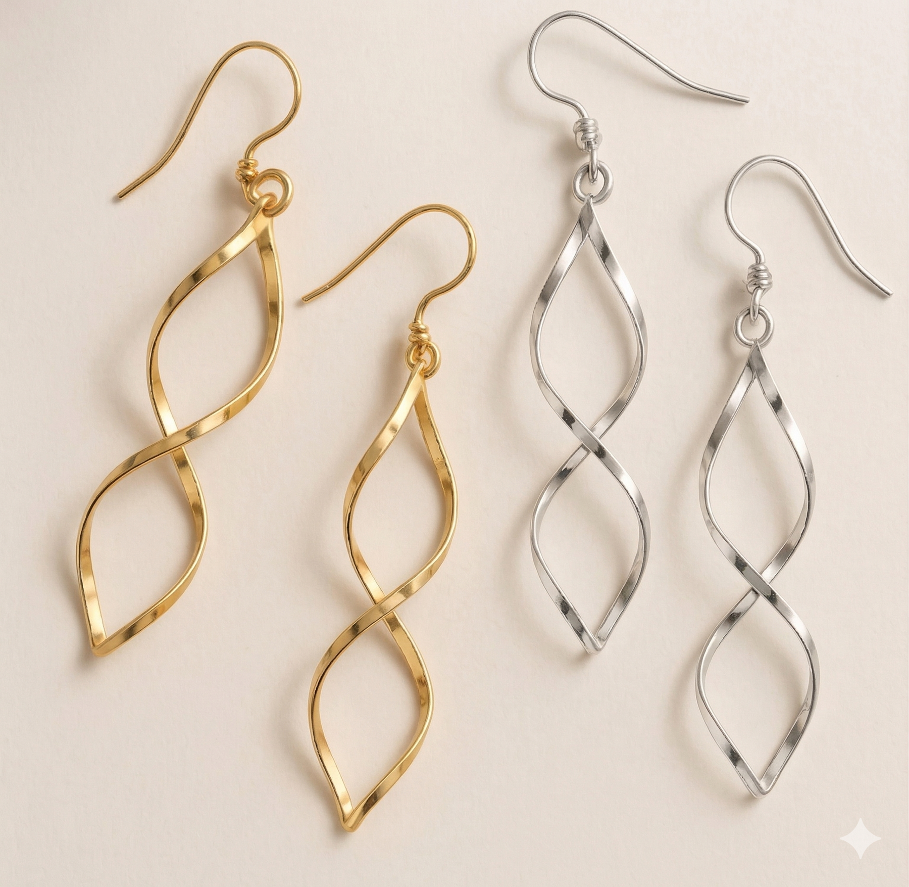 Brincos Spiral Elegance™ – Design Espiral Longo Banhado a Ouro 18K ou Prata