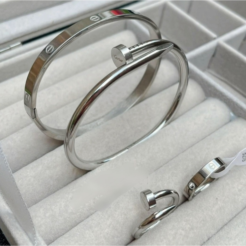 Conjunto Elegance Steel™ – Braceletes e Anéis em Aço Inoxidável Prata ou Dourado