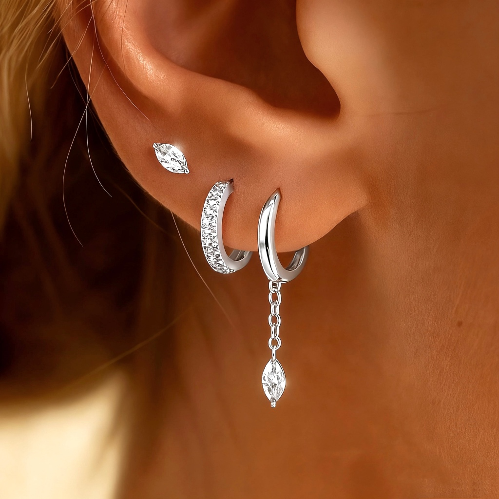 Kit Floral Sparkle™ – 3 Pares de Brincos com Zircônia Banhados a Ouro 18K ou Prata 925