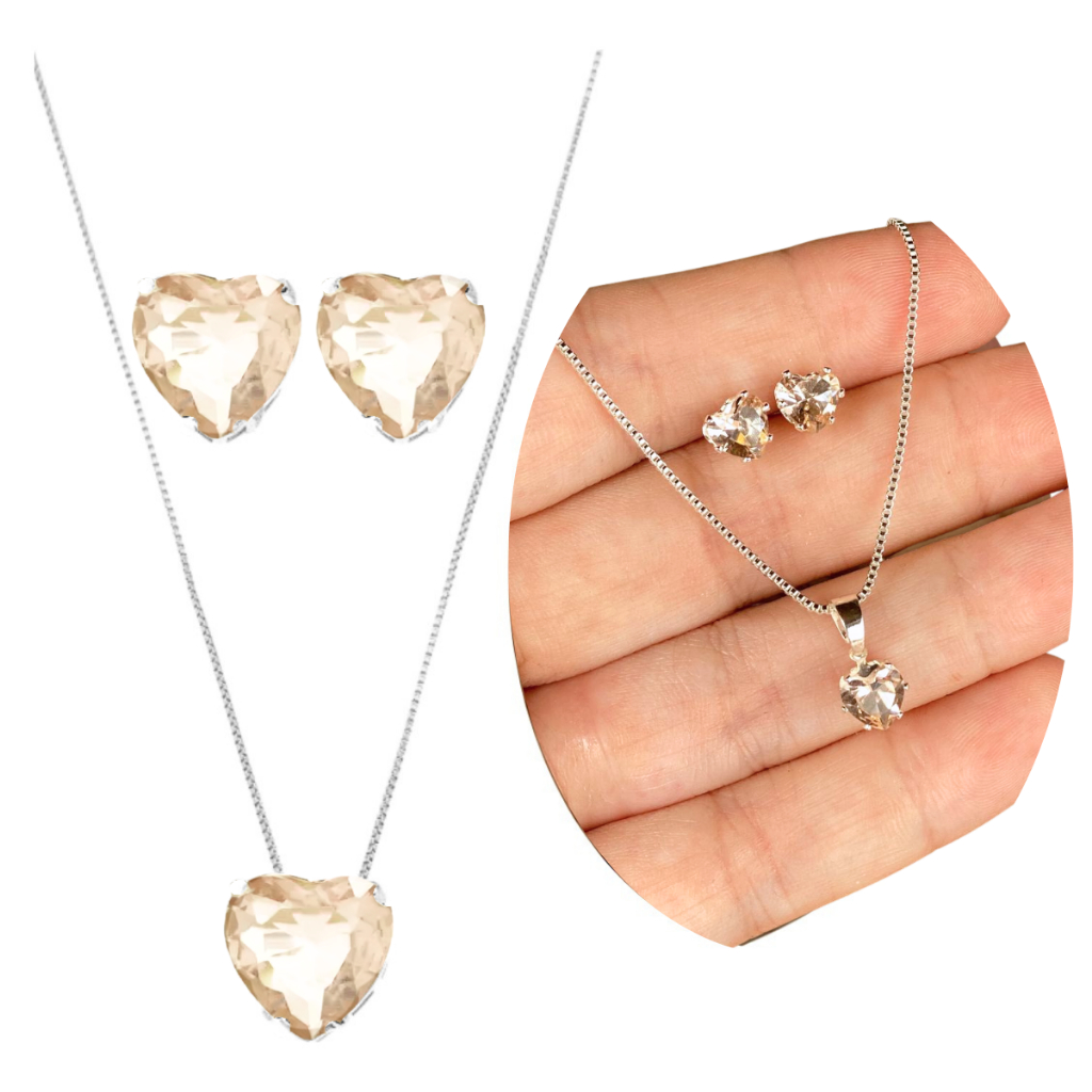 Conjunto Coração Precioso: Brilho, Cor e Sofisticação