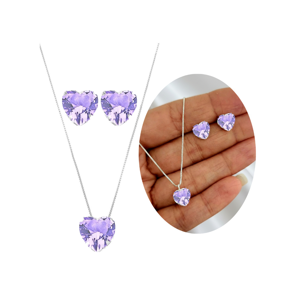 Conjunto Coração Precioso: Brilho, Cor e Sofisticação