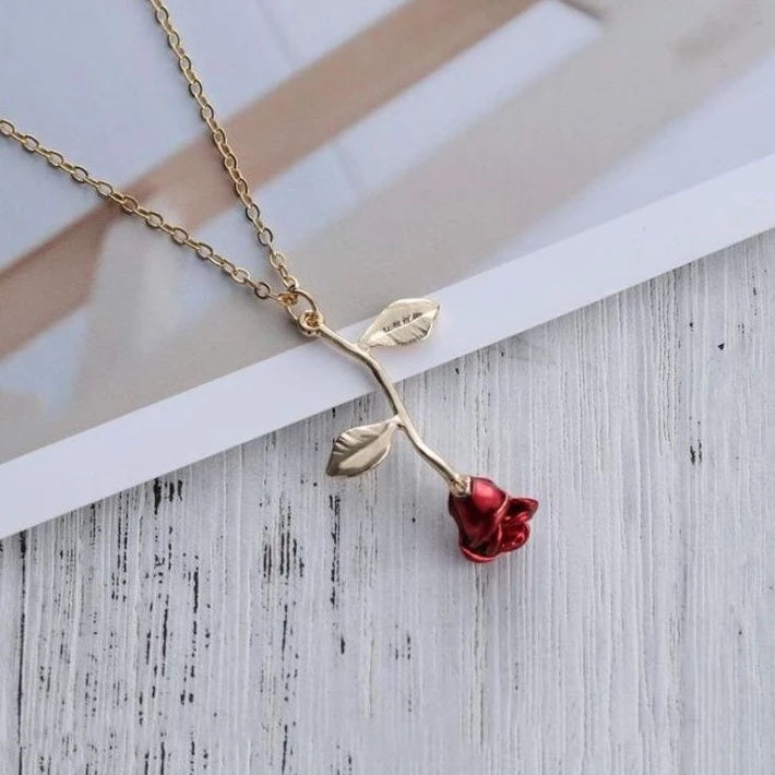 Colar Feminino Rosa Vermelha Promoção Presente Namorada COD 13
