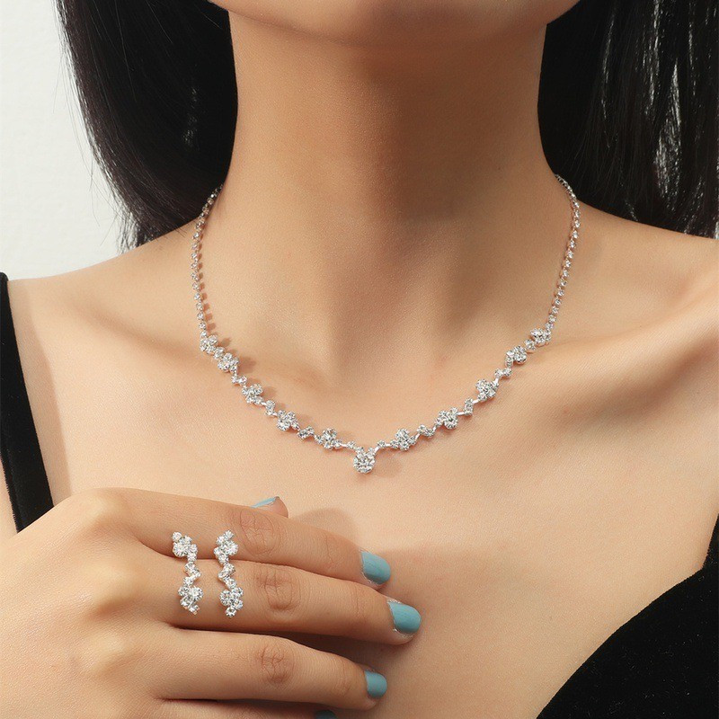 Conjunto de colar e brincos de liga feminina, elegante, luxuoso, moda de alta qualidade, para casamentos e presentes