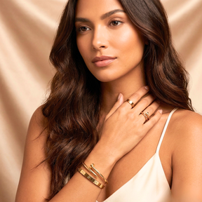 Conjunto Elegance Steel™ – Braceletes e Anéis em Aço Inoxidável Prata ou Dourado