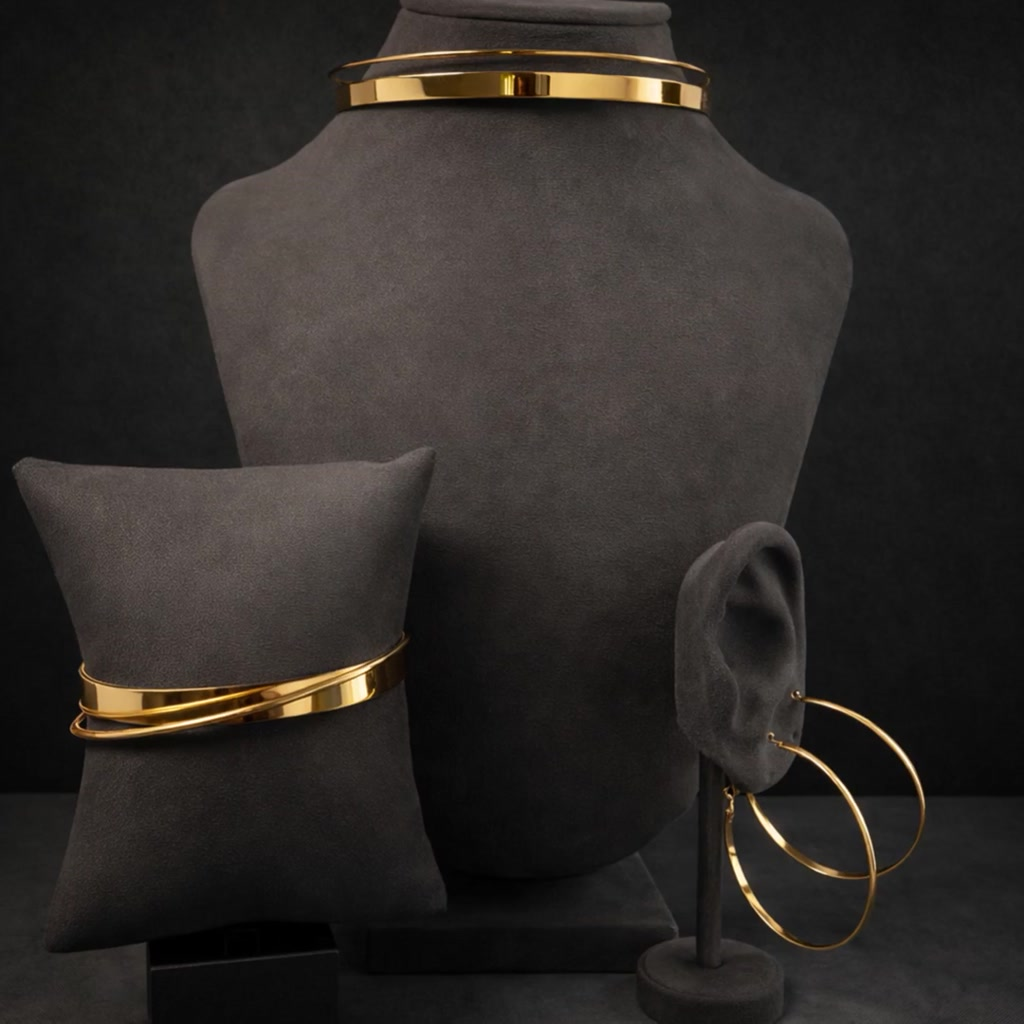 Conjunto de joias clássico colar pulseira brincos e gargantilha Conjunto de três