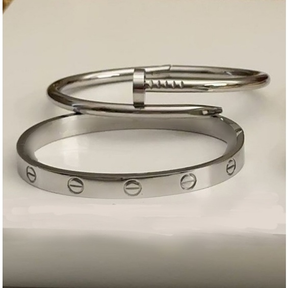 Conjunto Elegance Steel™ – Braceletes e Anéis em Aço Inoxidável Prata ou Dourado