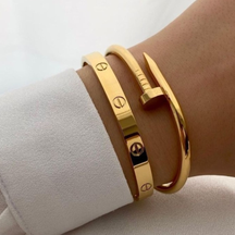 Conjunto Elegance Steel™ – Braceletes e Anéis em Aço Inoxidável Prata ou Dourado