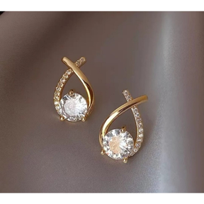 Brinco Brilhante Zircônia Elegante Casual Feminino Banhado Folheado Ouro Prata