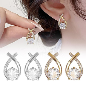 Brinco Brilhante Zircônia Elegante Casual Feminino Banhado Folheado Ouro Prata