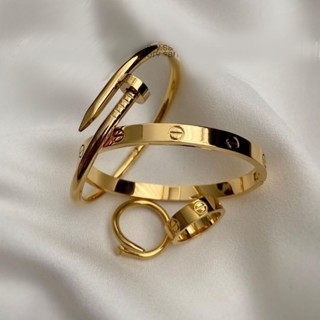 Conjunto Elegance Steel™ – Braceletes e Anéis em Aço Inoxidável Prata ou Dourado