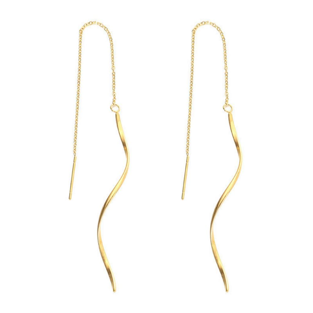 Brincos pequenos, frescos e finos, ondulados, novos, em aço inoxidável 18K, brincos de borla longa, simples e doces
