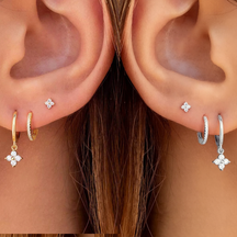 Kit Floral Sparkle™ – 3 Pares de Brincos com Zircônia Banhados a Ouro 18K ou Prata 925