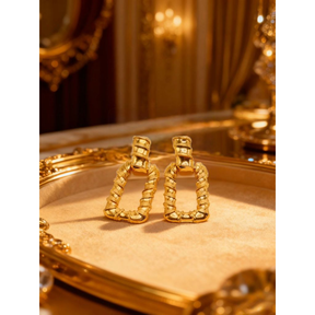 Brincos Geometric Luxe™ – Design Vazado em Aço Inoxidável Dourado ou Prata