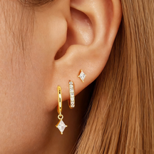Kit Floral Sparkle™ – 3 Pares de Brincos com Zircônia Banhados a Ouro 18K ou Prata 925