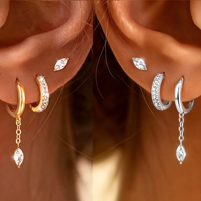 Kit Floral Sparkle™ – 3 Pares de Brincos com Zircônia Banhados a Ouro 18K ou Prata 925