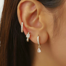 Kit Floral Sparkle™ – 3 Pares de Brincos com Zircônia Banhados a Ouro 18K ou Prata 925