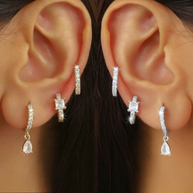 Kit Floral Sparkle™ – 3 Pares de Brincos com Zircônia Banhados a Ouro 18K ou Prata 925