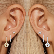 Kit Floral Sparkle™ – 3 Pares de Brincos com Zircônia Banhados a Ouro 18K ou Prata 925