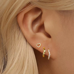 Kit Floral Sparkle™ – 3 Pares de Brincos com Zircônia Banhados a Ouro 18K ou Prata 925