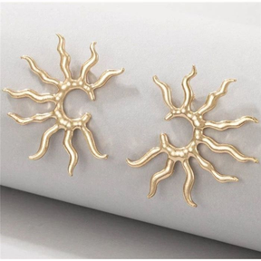 Brincos Femininos em Formato de Sol – Dourado ou Prateado, Antialérgicos, Verão, Modernos e Leves