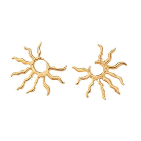 Brincos Femininos em Formato de Sol – Dourado ou Prateado, Antialérgicos, Verão, Modernos e Leves