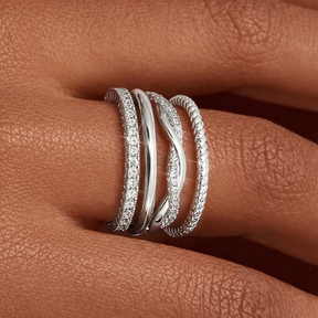 Kit 4 Anéis com Zircônias e Banho Ouro 18k