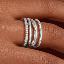 Kit 4 Anéis com Zircônias e Banho Ouro 18k