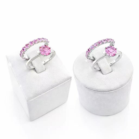 Anel Duplo Rose Elegance™ – Kit 2 Peças com Pedra Rosa