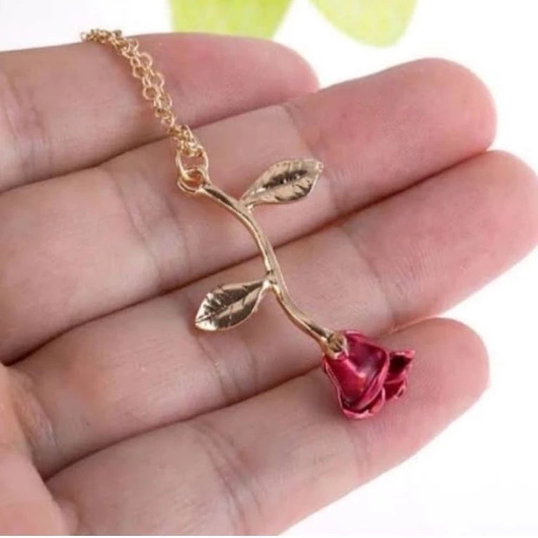 Colar Feminino Rosa Vermelha Promoção Presente Namorada COD 13