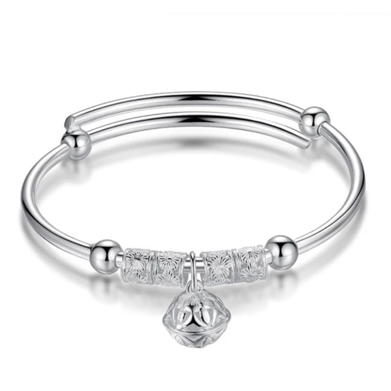 Mulheres 925 Prata Esterlina Frisada Pulseira Senhoras Charme Jóias