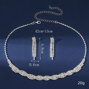 Conjunto de joias de casamento 3 em 1 incluindo colar de diamantes brincos e pulseira Elegante e brilhante