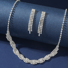 Conjunto de joias de casamento 3 em 1 incluindo colar de diamantes brincos e pulseira Elegante e brilhante