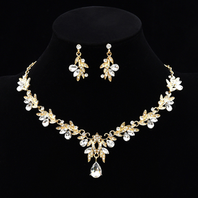 Conjunto de brincos e colar de noiva com cristal, vestido de noiva, acessórios para vestido de banquete, estilo ins