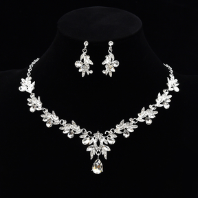Conjunto de brincos e colar de noiva com cristal, vestido de noiva, acessórios para vestido de banquete, estilo ins