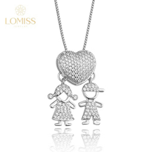 Colar Amor de Filhos™ – Pingente Coração com Menino/Menina em Microzircônias