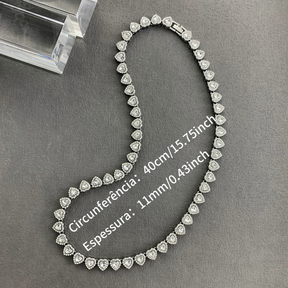 Conjunto de Jóias Feminino Colar Pulseira Anel Coração Rosa Banhada Brilhante Hipoalergênico para Festa Casamento