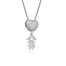 Colar Amor de Filhos™ – Pingente Coração com Menino/Menina em Microzircônias
