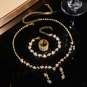 Conjunto de Joias de Casamento Luxuoso Brilhante Zircônia Anti-alérgico Presente para Namorada