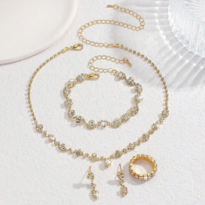 Conjunto de Joias de Casamento Luxuoso Brilhante Zircônia Anti-alérgico Presente para Namorada