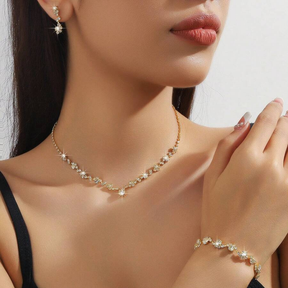 Conjunto de Joias de Casamento Luxuoso Brilhante Zircônia Anti-alérgico Presente para Namorada