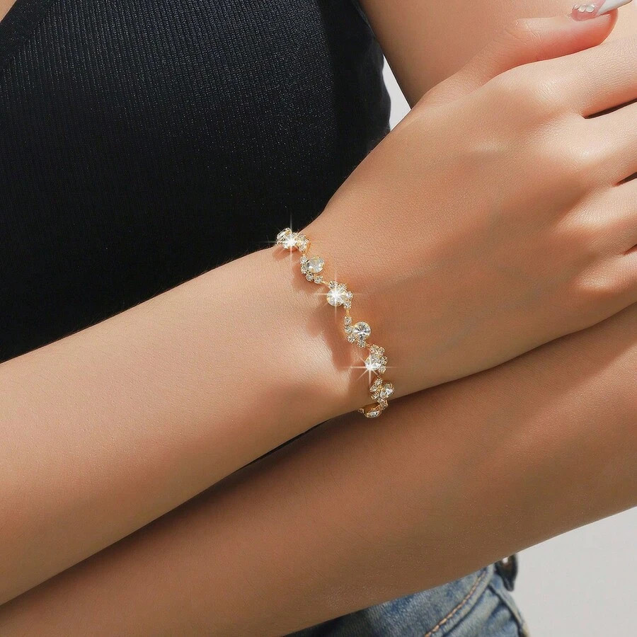 Conjunto de Joias de Casamento Luxuoso Brilhante Zircônia Anti-alérgico Presente para Namorada