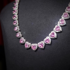 Conjunto de Jóias Feminino Colar Pulseira Anel Coração Rosa Banhada Brilhante Hipoalergênico para Festa Casamento