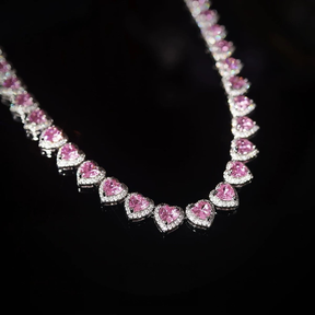 Conjunto de Jóias Feminino Colar Pulseira Anel Coração Rosa Banhada Brilhante Hipoalergênico para Festa Casamento